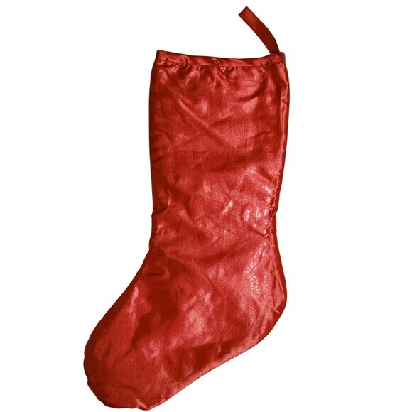 Holiday Time 19 inch Red Christmas Stocking With Glitter Snowflake Design - Picture 4 of 4